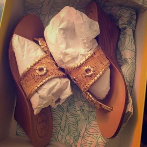 Jack Rogers High Wedge Cork/Natural Size 9 NEW